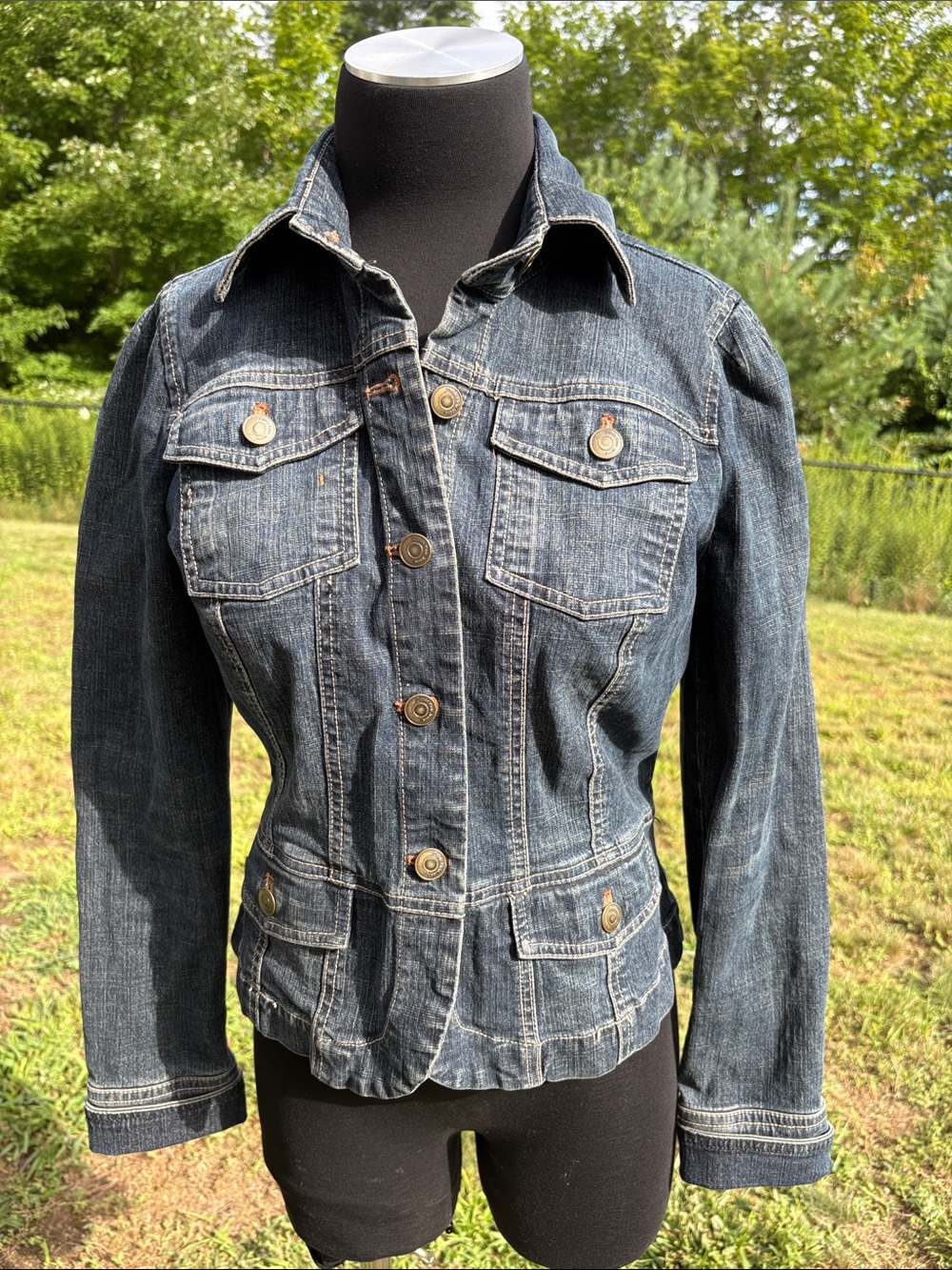 Vintage Y2K Calvin Klein Jeans Dark Blue Fitted Denim Jean Jacket